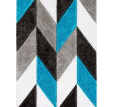 Modern blue Geometric Bedroom Rug
